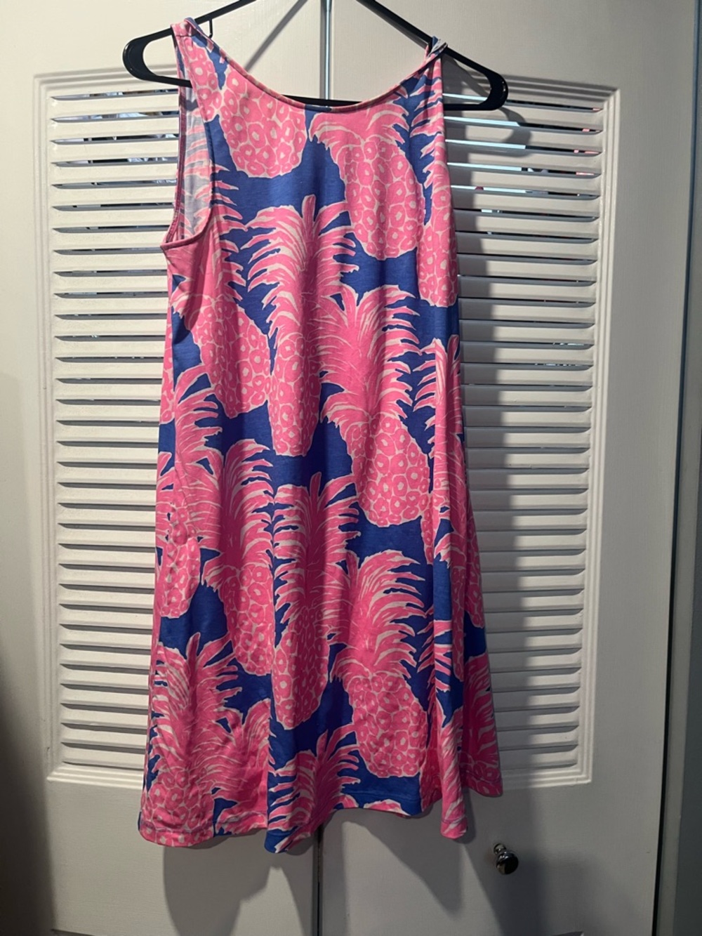 Lilly Pulitzer Pink Pineapple Print Blue Shift Dress